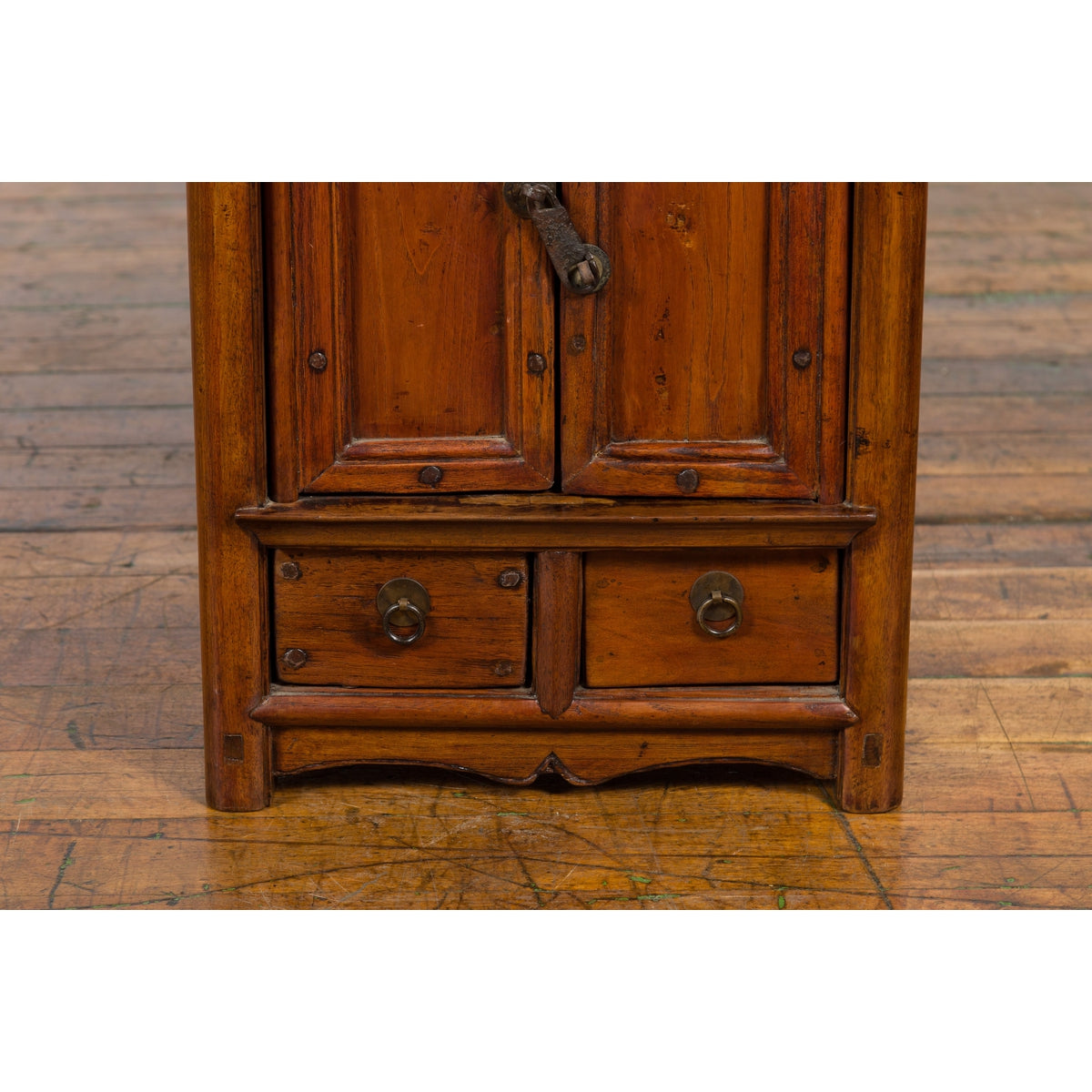 Chinese Early 20th Century Elmwood Bedside Cabinet with Scalloped Apron-8. Asian & Chinese Furniture, Art, Antiques, Vintage Home Décor for sale at FEA Home