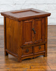 Chinese Early 20th Century Elmwood Bedside Cabinet with Scalloped Apron-3. Asian & Chinese Furniture, Art, Antiques, Vintage Home Décor for sale at FEA Home