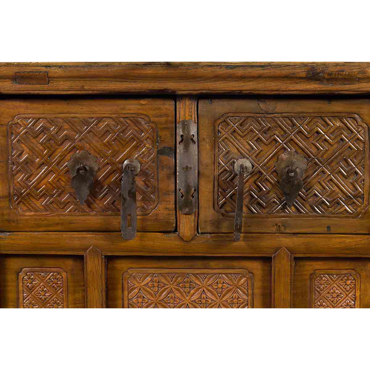 Chinese Qing Dynasty 19th Century Altar Coffer with Carved Geometric Motifs-13. Asian & Chinese Furniture, Art, Antiques, Vintage Home Décor for sale at FEA Home