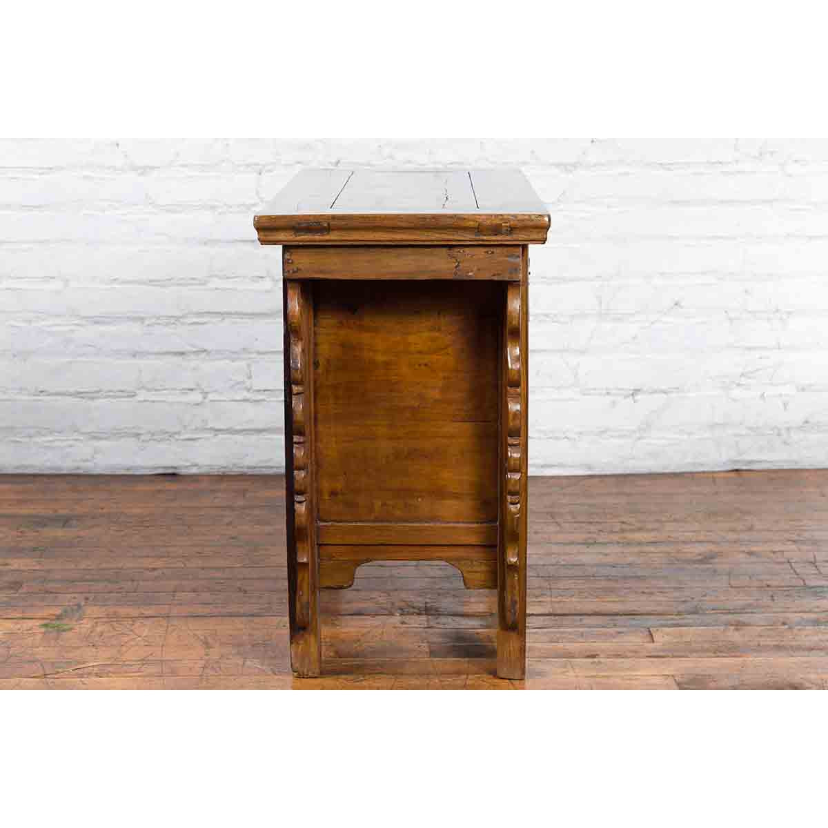 Chinese Qing Dynasty 19th Century Altar Coffer with Carved Geometric Motifs-18. Asian & Chinese Furniture, Art, Antiques, Vintage Home Décor for sale at FEA Home