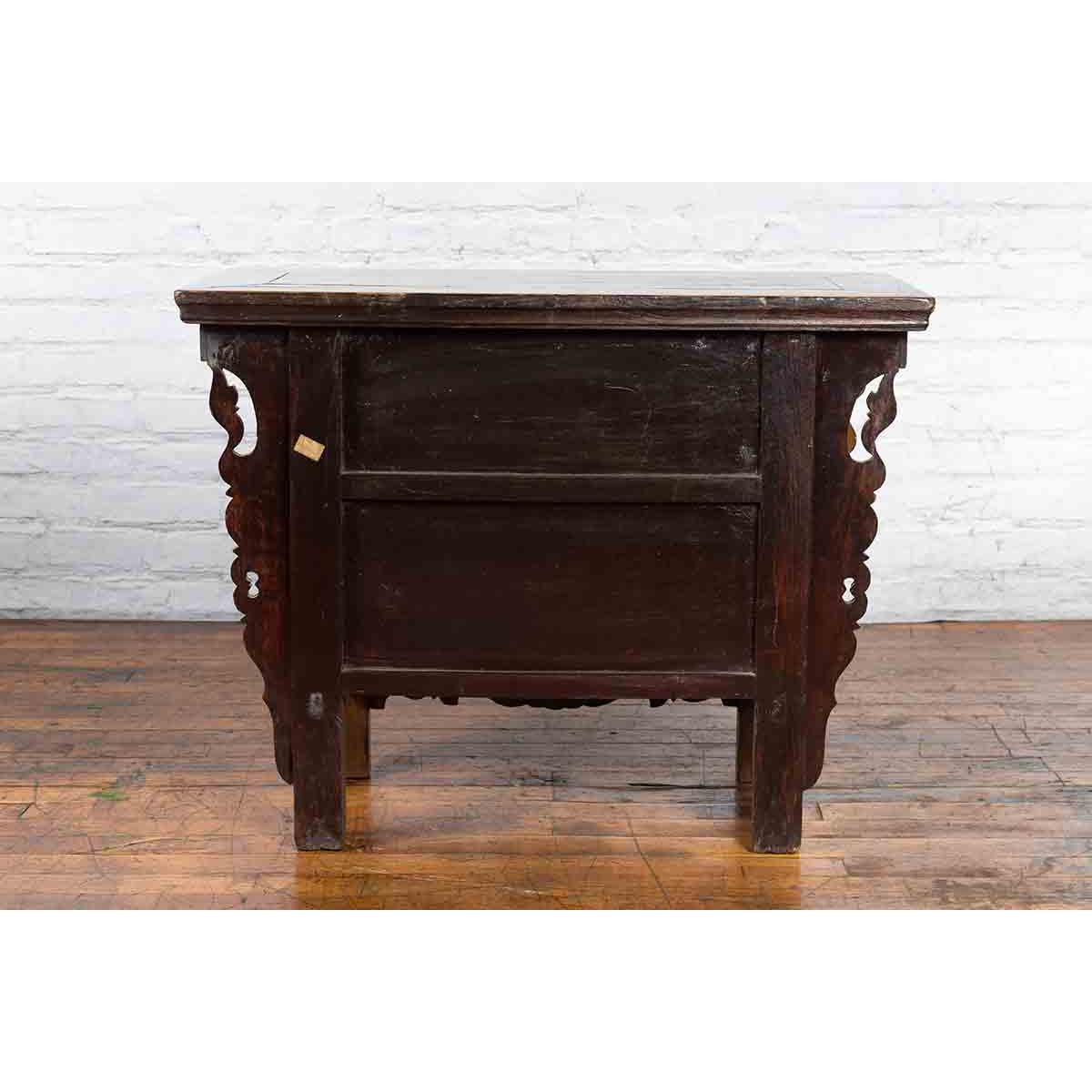 Chinese Qing Dynasty 19th Century Altar Coffer with Carved Geometric Motifs-19. Asian & Chinese Furniture, Art, Antiques, Vintage Home Décor for sale at FEA Home