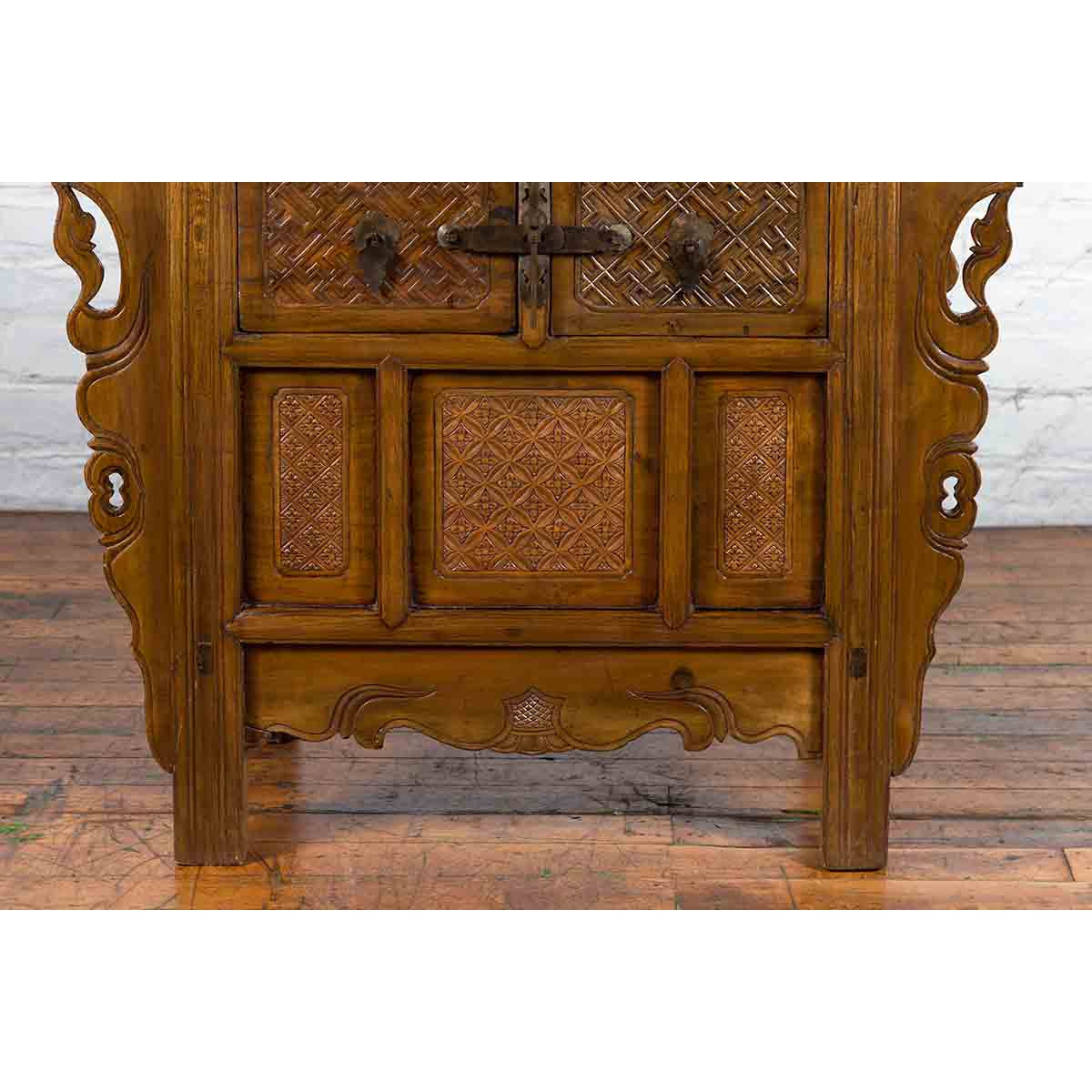 Chinese Qing Dynasty 19th Century Altar Coffer with Carved Geometric Motifs-6. Asian & Chinese Furniture, Art, Antiques, Vintage Home Décor for sale at FEA Home