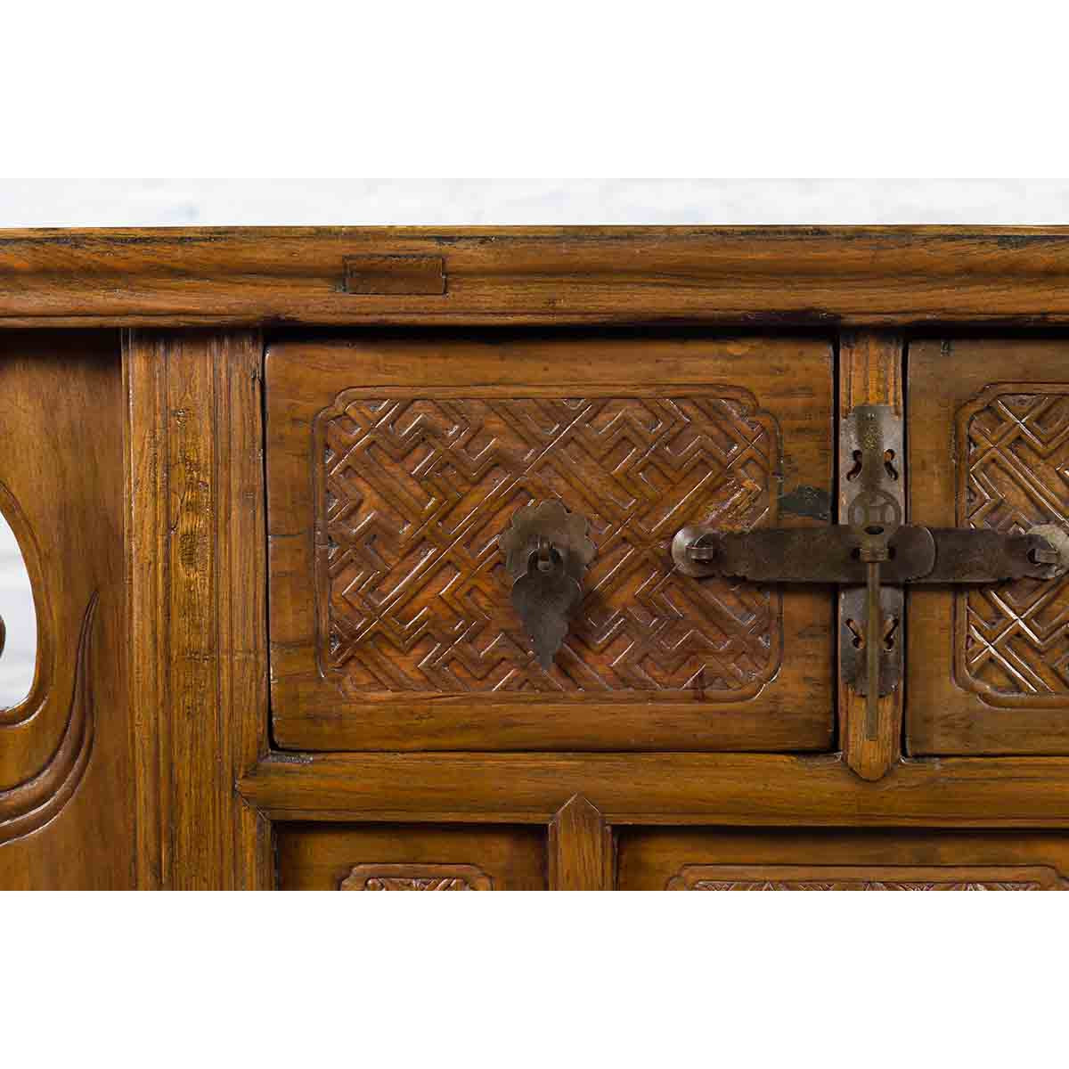 Chinese Qing Dynasty 19th Century Altar Coffer with Carved Geometric Motifs-9. Asian & Chinese Furniture, Art, Antiques, Vintage Home Décor for sale at FEA Home