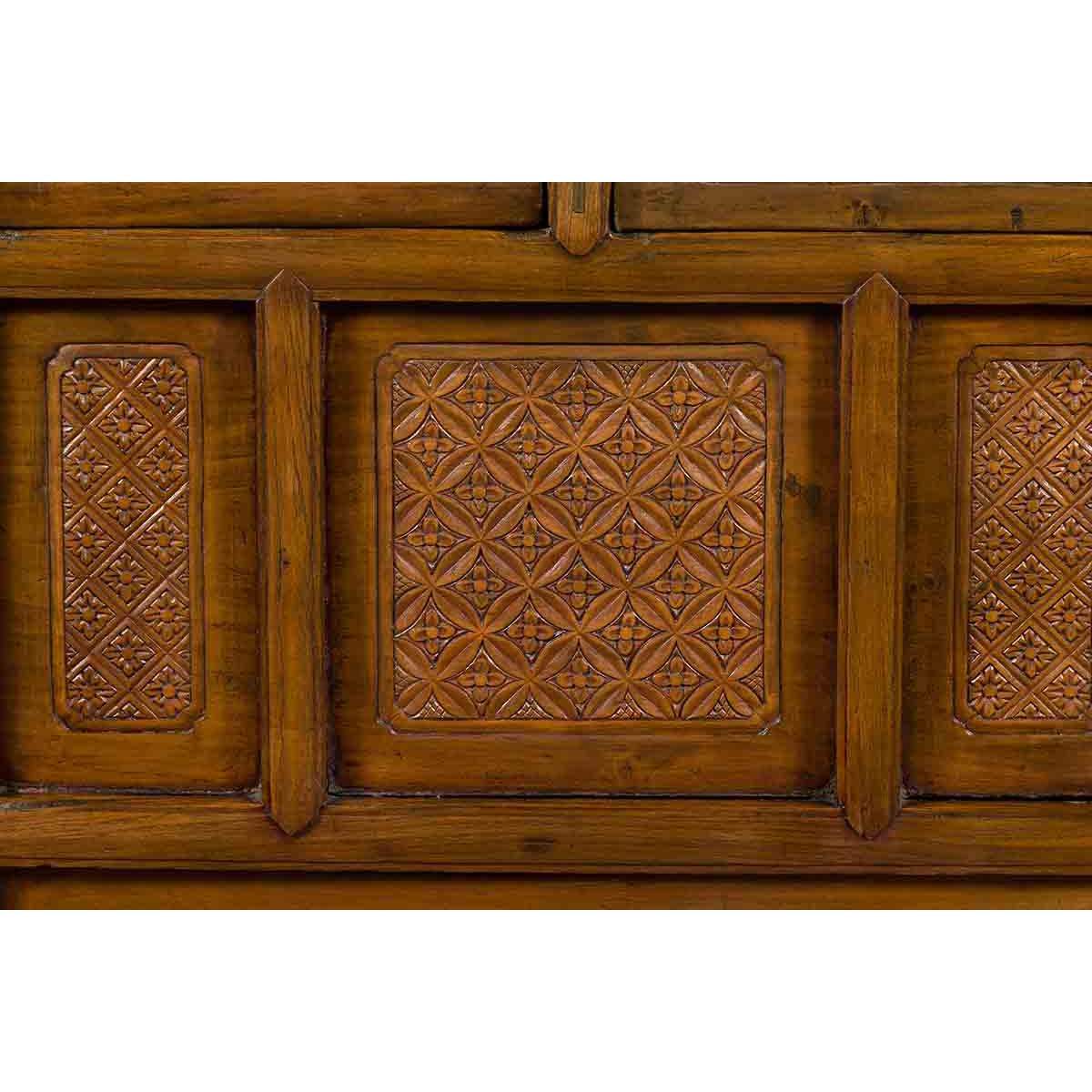 Chinese Qing Dynasty 19th Century Altar Coffer with Carved Geometric Motifs-11. Asian & Chinese Furniture, Art, Antiques, Vintage Home Décor for sale at FEA Home
