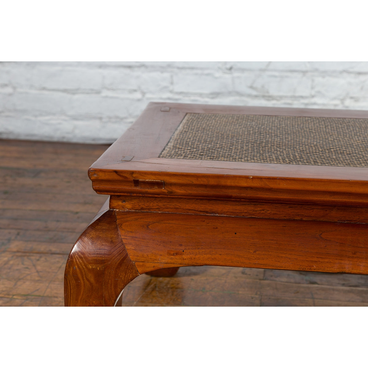 Chinese 19th Century Qing Dynasty Coffee Table with Rattan Top and Chow Legs-5. Asian & Chinese Furniture, Art, Antiques, Vintage Home Décor for sale at FEA Home