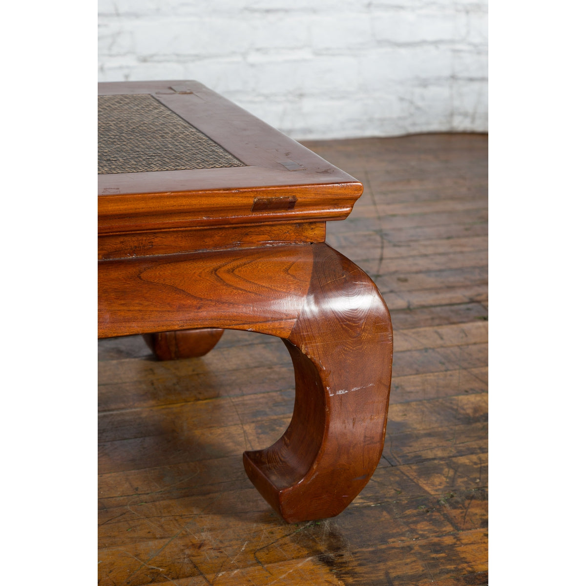 Chinese 19th Century Qing Dynasty Coffee Table with Rattan Top and Chow Legs-8. Asian & Chinese Furniture, Art, Antiques, Vintage Home Décor for sale at FEA Home