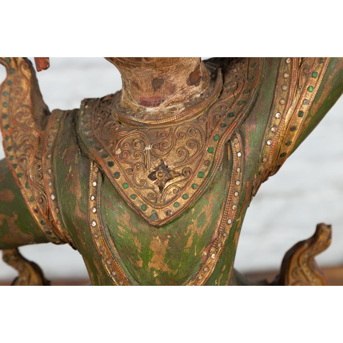 19th Century Balinese Hand-Carved and Painted Wooden Sculpture of a Young Dancer-9. Asian & Chinese Furniture, Art, Antiques, Vintage Home Décor for sale at FEA Home