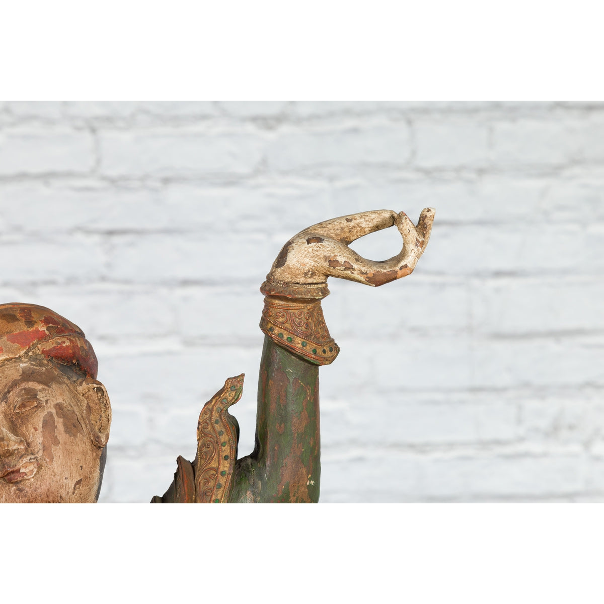 19th Century Balinese Hand-Carved and Painted Wooden Sculpture of a Young Dancer-6. Asian & Chinese Furniture, Art, Antiques, Vintage Home Décor for sale at FEA Home