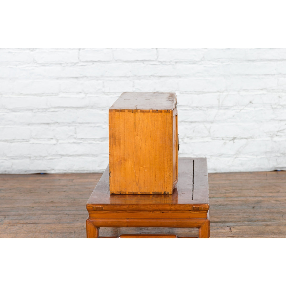 Chinese Elmwood Early 20th Century Makeup Chest with Doors and Drawers-10. Asian & Chinese Furniture, Art, Antiques, Vintage Home Décor for sale at FEA Home
