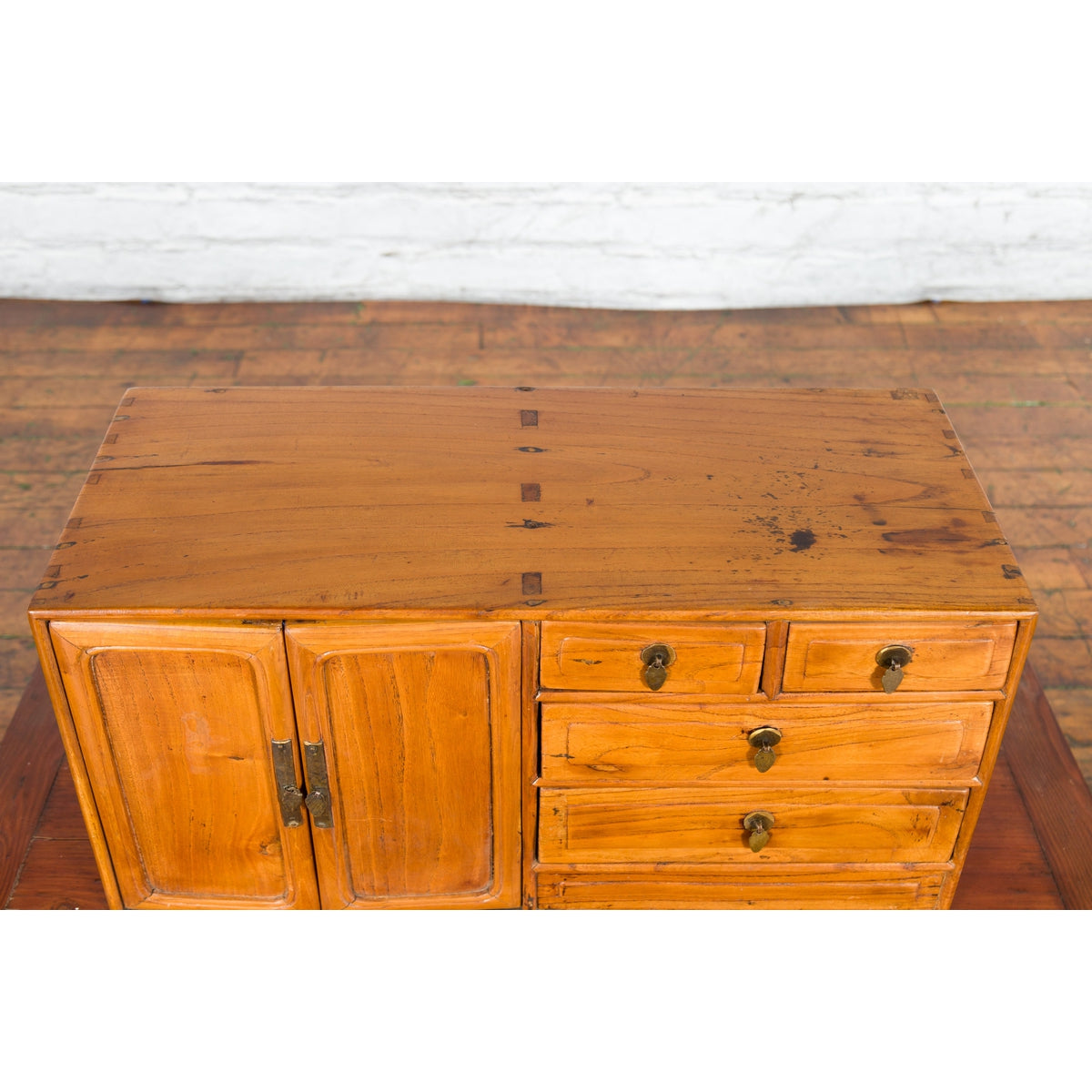 Chinese Elmwood Early 20th Century Makeup Chest with Doors and Drawers-8. Asian & Chinese Furniture, Art, Antiques, Vintage Home Décor for sale at FEA Home