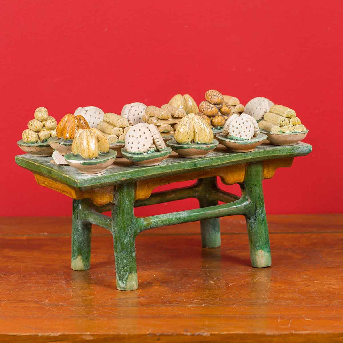 Ming Dynasty 15th or 16th Century Chinese Glazed Terracotta Funeral Table Mingqi-2. Asian & Chinese Furniture, Art, Antiques, Vintage Home Décor for sale at FEA Home