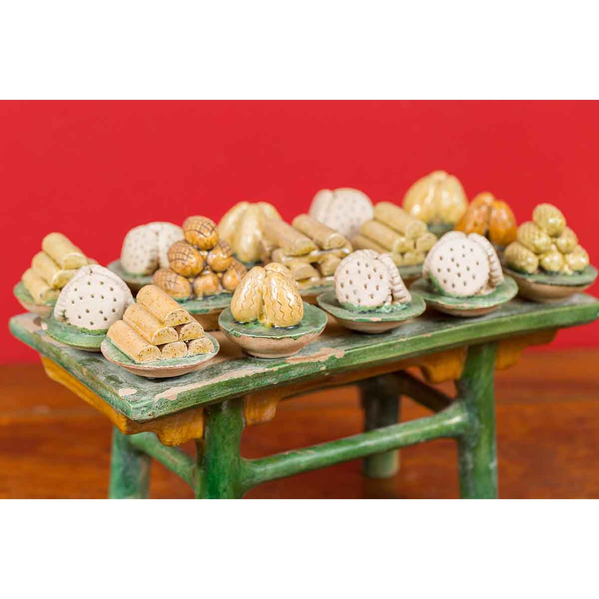 Ming Dynasty 15th or 16th Century Chinese Glazed Terracotta Funeral Table Mingqi-8. Asian & Chinese Furniture, Art, Antiques, Vintage Home Décor for sale at FEA Home