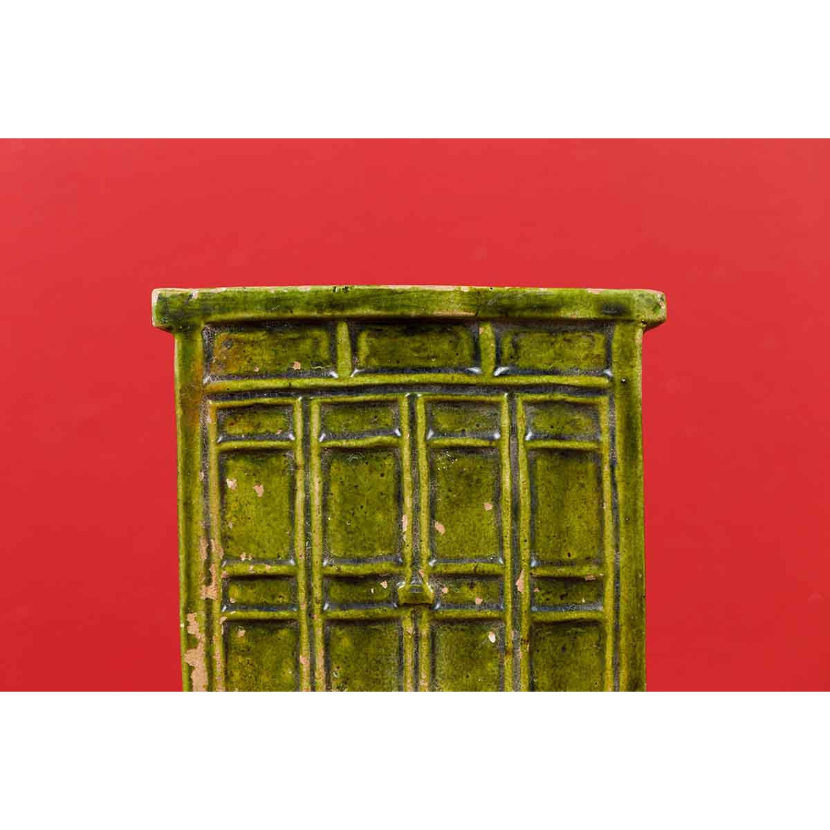 Chinese Ming Dynasty Period Green Glazed Miniature Armoire with Bracket Feet-4. Asian & Chinese Furniture, Art, Antiques, Vintage Home Décor for sale at FEA Home