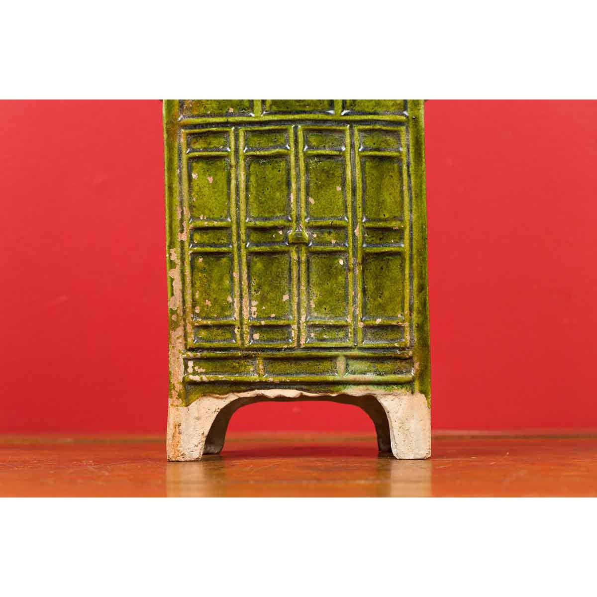 Chinese Ming Dynasty Period Green Glazed Miniature Armoire with Bracket Feet-5. Asian & Chinese Furniture, Art, Antiques, Vintage Home Décor for sale at FEA Home