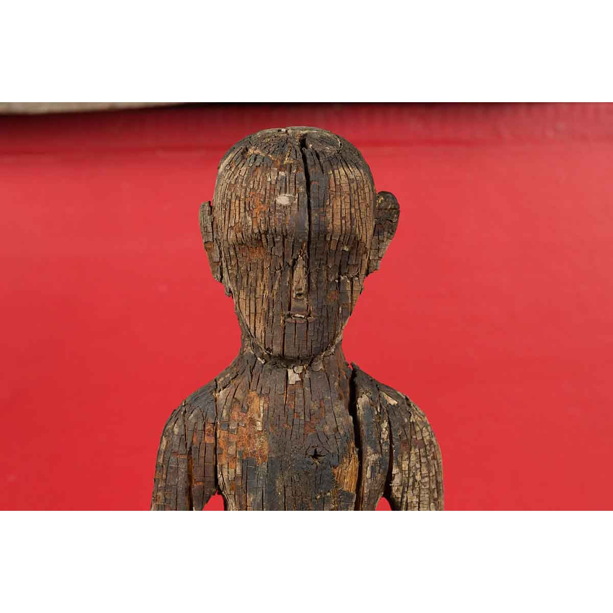Chinese Han Dynasty Period Carved Wood Tomb Figure of a Priest, circa 200 BC-4. Asian & Chinese Furniture, Art, Antiques, Vintage Home Décor for sale at FEA Home