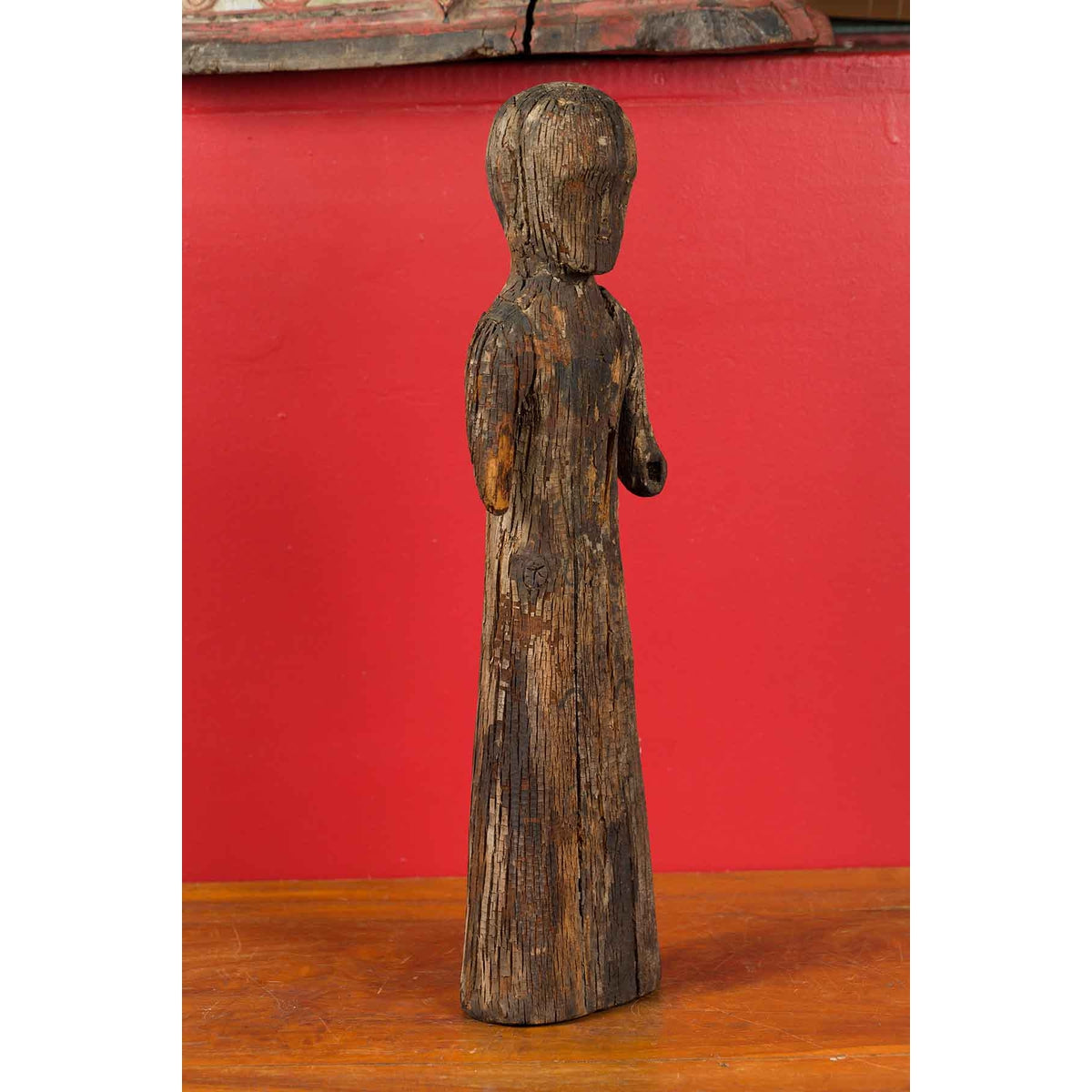 Chinese Han Dynasty Period Carved Wood Tomb Figure of a Priest, circa 200 BC-7. Asian & Chinese Furniture, Art, Antiques, Vintage Home Décor for sale at FEA Home
