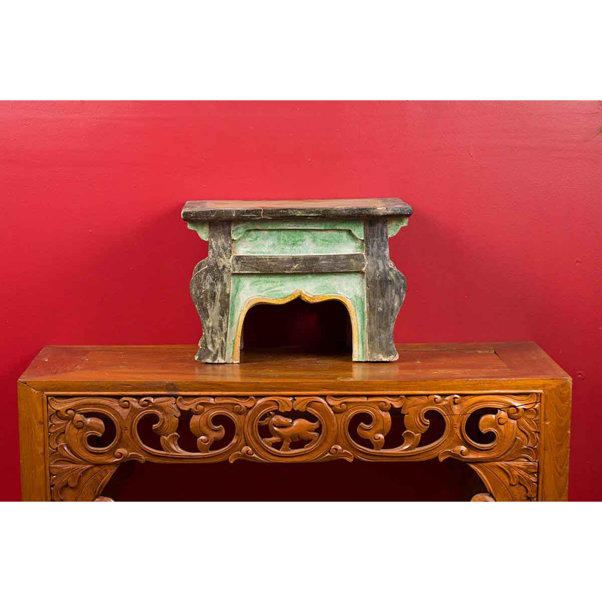 Petite Chinese Ming Dynasty Period Glazed Table with Polychrome Finish-4. Asian & Chinese Furniture, Art, Antiques, Vintage Home Décor for sale at FEA Home