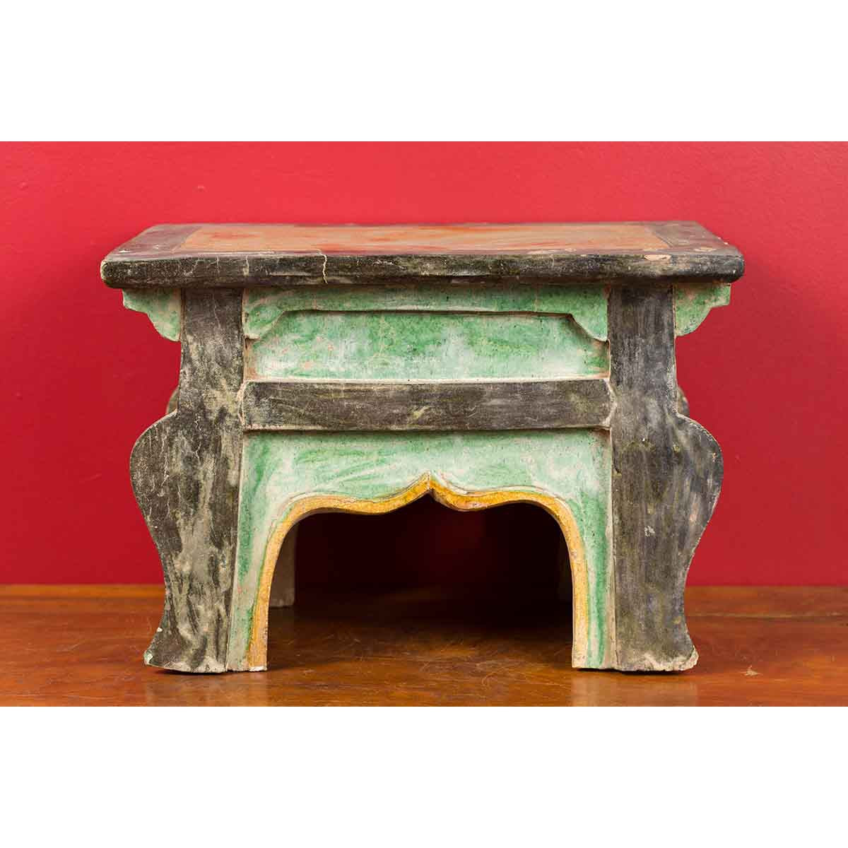 Petite Chinese Ming Dynasty Period Glazed Table with Polychrome Finish-5. Asian & Chinese Furniture, Art, Antiques, Vintage Home Décor for sale at FEA Home