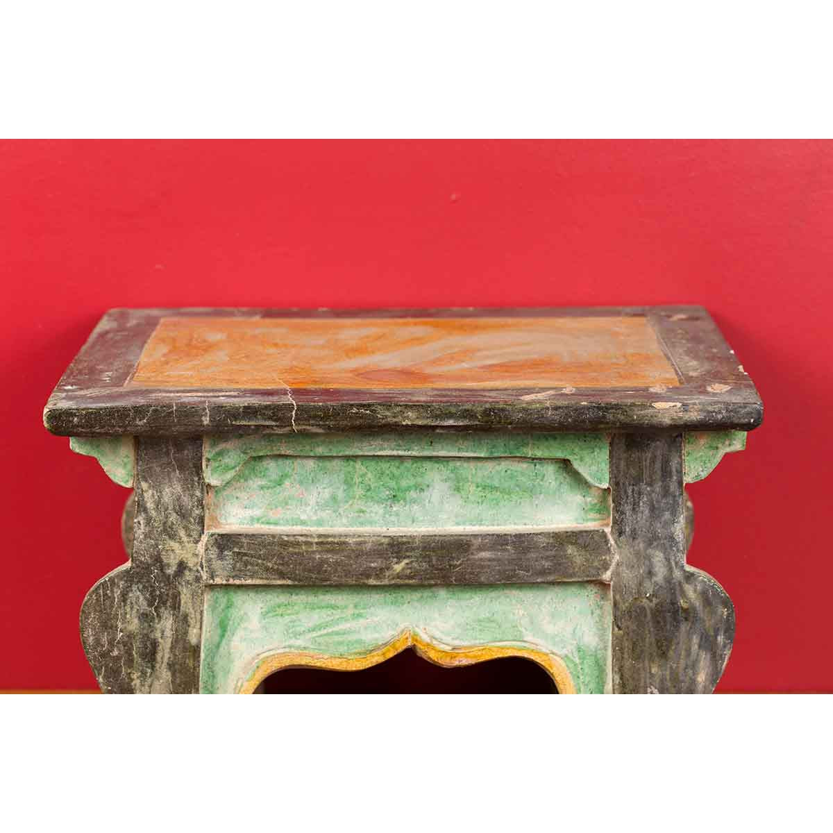 Petite Chinese Ming Dynasty Period Glazed Table with Polychrome Finish-6. Asian & Chinese Furniture, Art, Antiques, Vintage Home Décor for sale at FEA Home