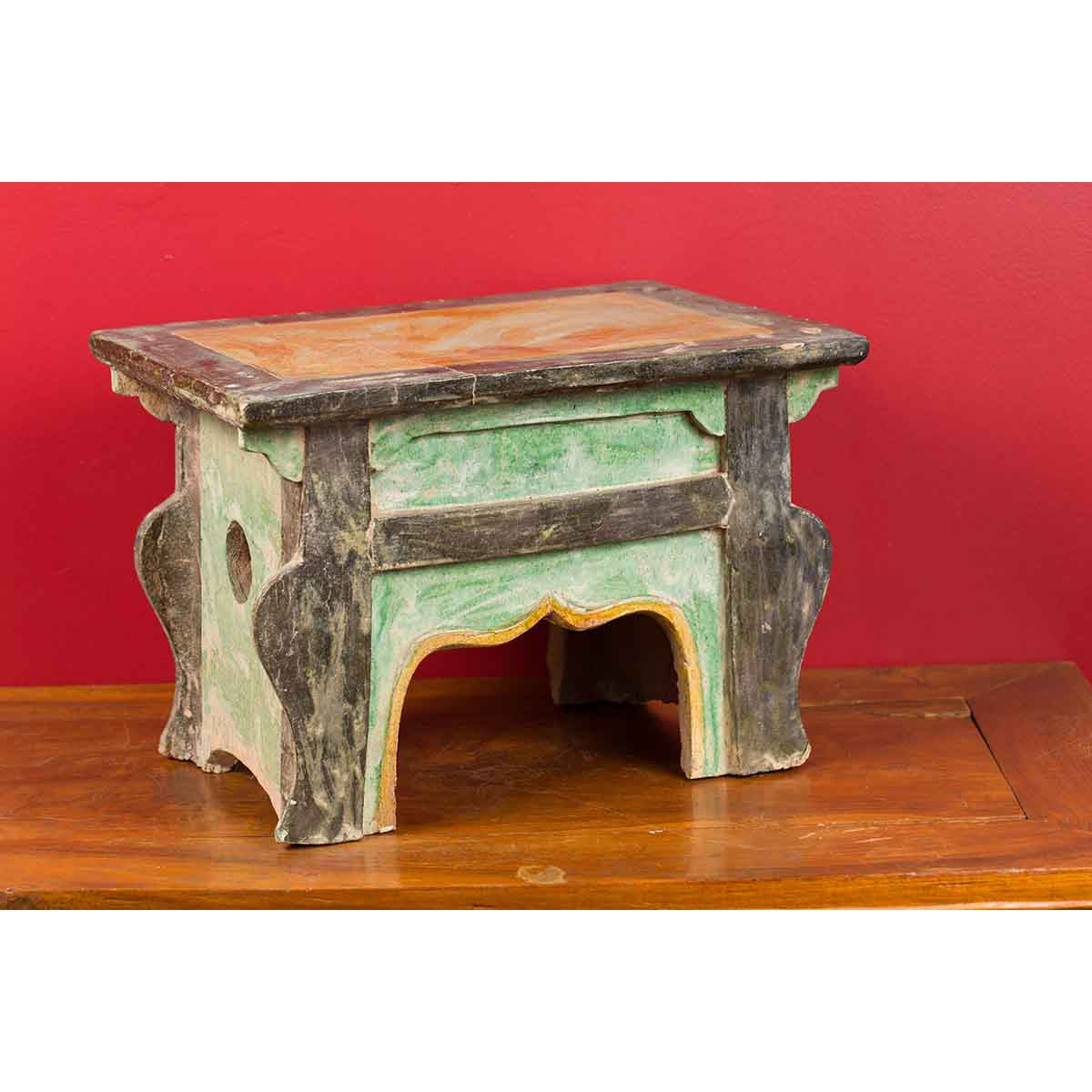 Petite Chinese Ming Dynasty Period Glazed Table with Polychrome Finish-3. Asian & Chinese Furniture, Art, Antiques, Vintage Home Décor for sale at FEA Home