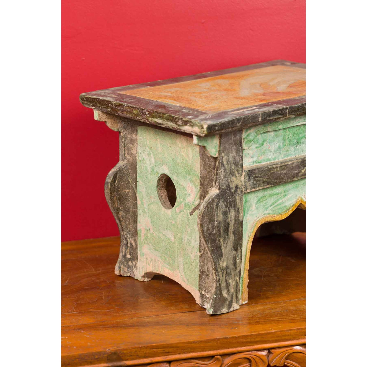 Petite Chinese Ming Dynasty Period Glazed Table with Polychrome Finish-9. Asian & Chinese Furniture, Art, Antiques, Vintage Home Décor for sale at FEA Home