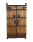 Dark wood Chinese palace doors with iron fittings, 19th century Qing Dynasty, original details visible.