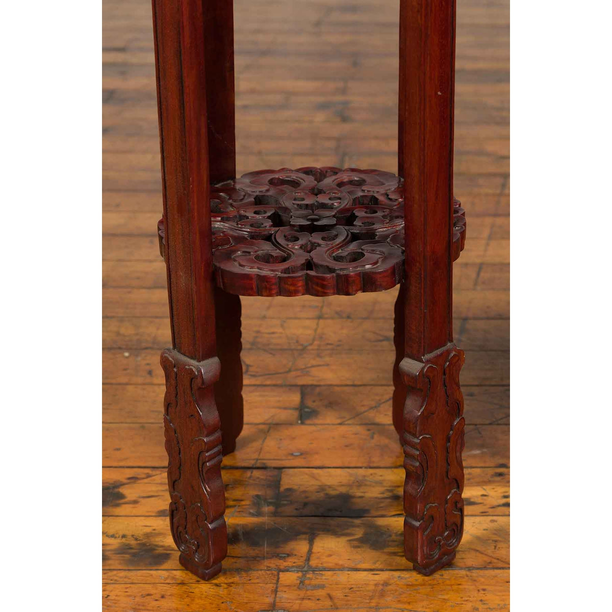 Pair of Antique Chinese Carved Round Stands with Painted Floral and Bird Décor-12. Asian & Chinese Furniture, Art, Antiques, Vintage Home Décor for sale at FEA Home