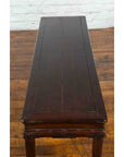 Chinese Brown Side Table from the Qing Dynasty with Foliage-Carved Motifs-11. Asian & Chinese Furniture, Art, Antiques, Vintage Home Décor for sale at FEA Home