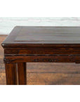 Chinese Brown Side Table from the Qing Dynasty with Foliage-Carved Motifs-3. Asian & Chinese Furniture, Art, Antiques, Vintage Home Décor for sale at FEA Home