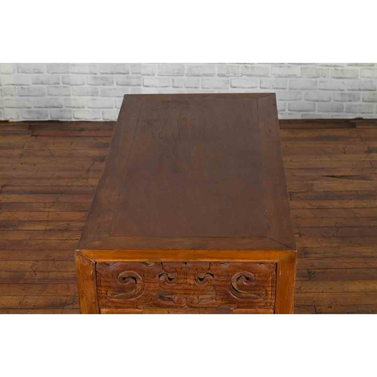 Chinese Antique Low Side Table with Cloud-Carved Apron and Horsehoof Feet-11. Asian & Chinese Furniture, Art, Antiques, Vintage Home Décor for sale at FEA Home