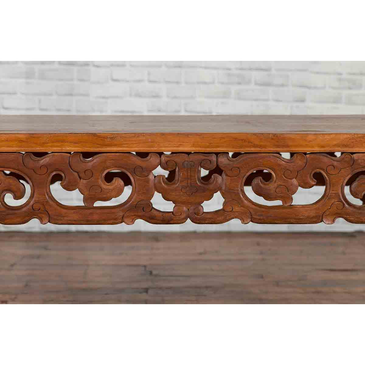 Chinese Antique Low Side Table with Cloud-Carved Apron and Horsehoof Feet-8. Asian & Chinese Furniture, Art, Antiques, Vintage Home Décor for sale at FEA Home