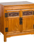 Chinese Antique Elmwood Side Cabinet with Carved Panels and Hidden Drawers-1. Asian & Chinese Furniture, Art, Antiques, Vintage Home Décor for sale at FEA Home