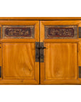 Chinese Antique Elmwood Side Cabinet with Carved Panels and Hidden Drawers-10. Asian & Chinese Furniture, Art, Antiques, Vintage Home Décor for sale at FEA Home