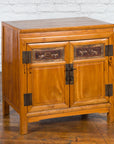 Chinese Antique Elmwood Side Cabinet with Carved Panels and Hidden Drawers-14. Asian & Chinese Furniture, Art, Antiques, Vintage Home Décor for sale at FEA Home
