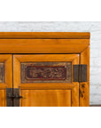 Chinese Antique Elmwood Side Cabinet with Carved Panels and Hidden Drawers-7. Asian & Chinese Furniture, Art, Antiques, Vintage Home Décor for sale at FEA Home