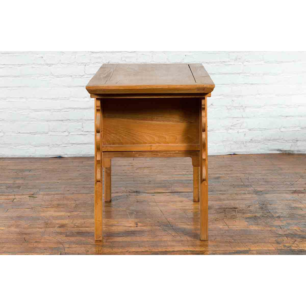 Chinese Qing 19th Century Side Table with Five Drawers and Carved Spandrels-15. Asian & Chinese Furniture, Art, Antiques, Vintage Home Décor for sale at FEA Home