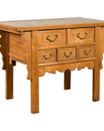 Chinese Qing 19th Century Side Table with Five Drawers and Carved Spandrels-1. Asian & Chinese Furniture, Art, Antiques, Vintage Home Décor for sale at FEA Home