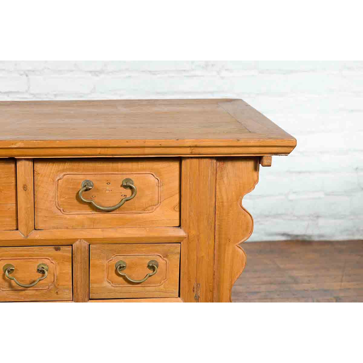 Chinese Qing 19th Century Side Table with Five Drawers and Carved Spandrels-7. Asian & Chinese Furniture, Art, Antiques, Vintage Home Décor for sale at FEA Home