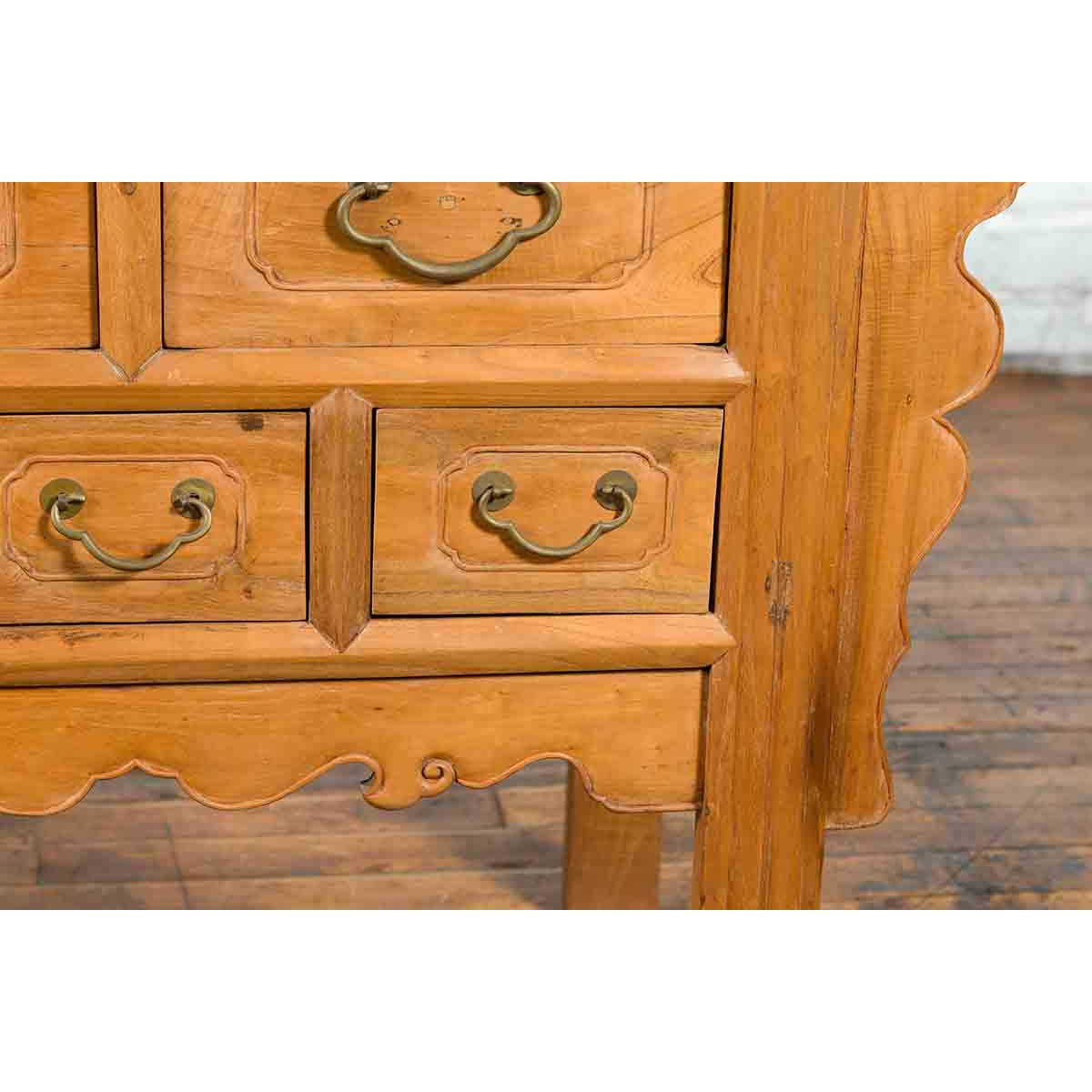Chinese Qing 19th Century Side Table with Five Drawers and Carved Spandrels-10. Asian & Chinese Furniture, Art, Antiques, Vintage Home Décor for sale at FEA Home