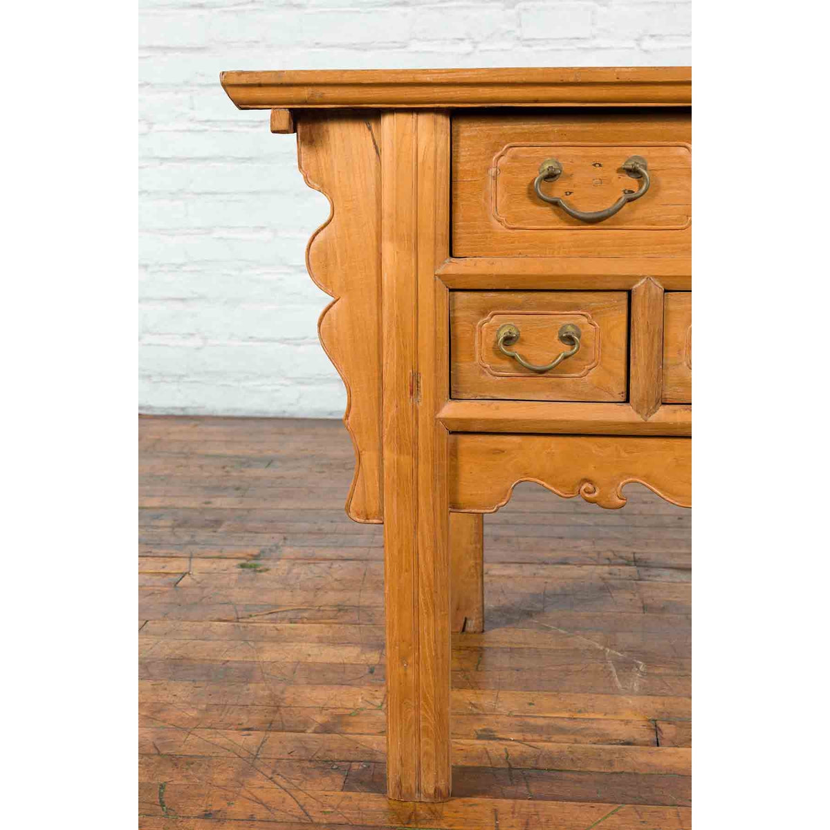 Chinese Qing 19th Century Side Table with Five Drawers and Carved Spandrels-11. Asian & Chinese Furniture, Art, Antiques, Vintage Home Décor for sale at FEA Home