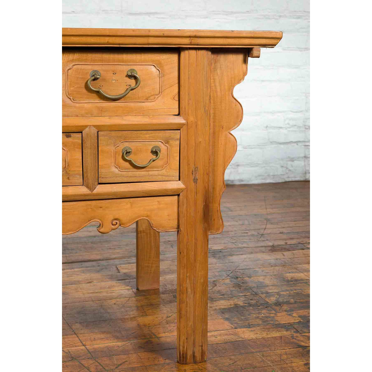 Chinese Qing 19th Century Side Table with Five Drawers and Carved Spandrels-12. Asian & Chinese Furniture, Art, Antiques, Vintage Home Décor for sale at FEA Home