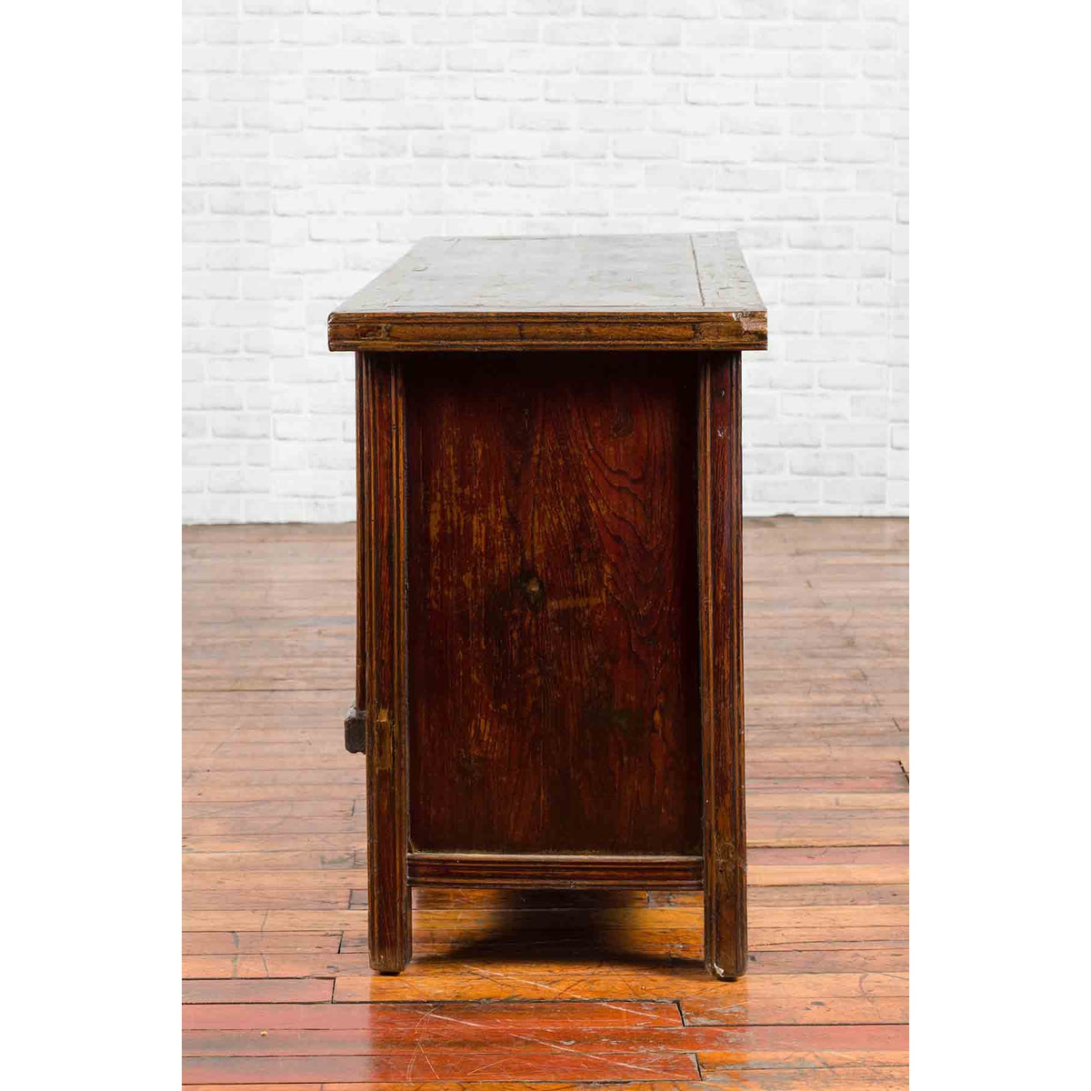 Chinese Qing Dynasty 19th Century Cabinet with Brown Lacquer and Double Doors-14. Asian & Chinese Furniture, Art, Antiques, Vintage Home Décor for sale at FEA Home