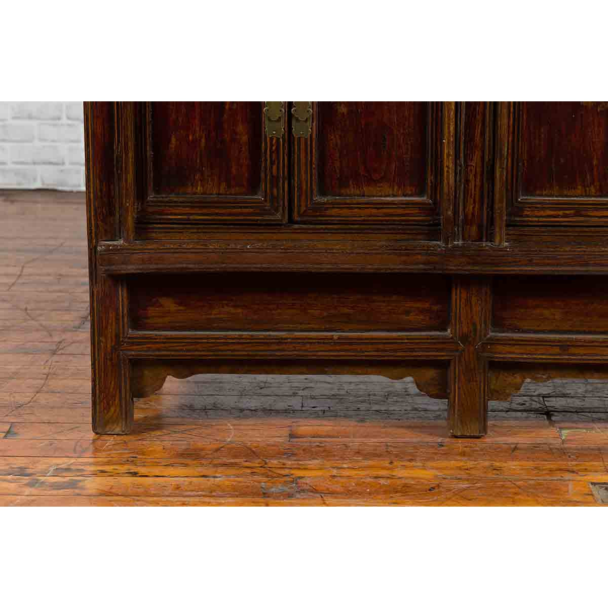 Chinese Qing Dynasty 19th Century Cabinet with Brown Lacquer and Double Doors-8. Asian & Chinese Furniture, Art, Antiques, Vintage Home Décor for sale at FEA Home