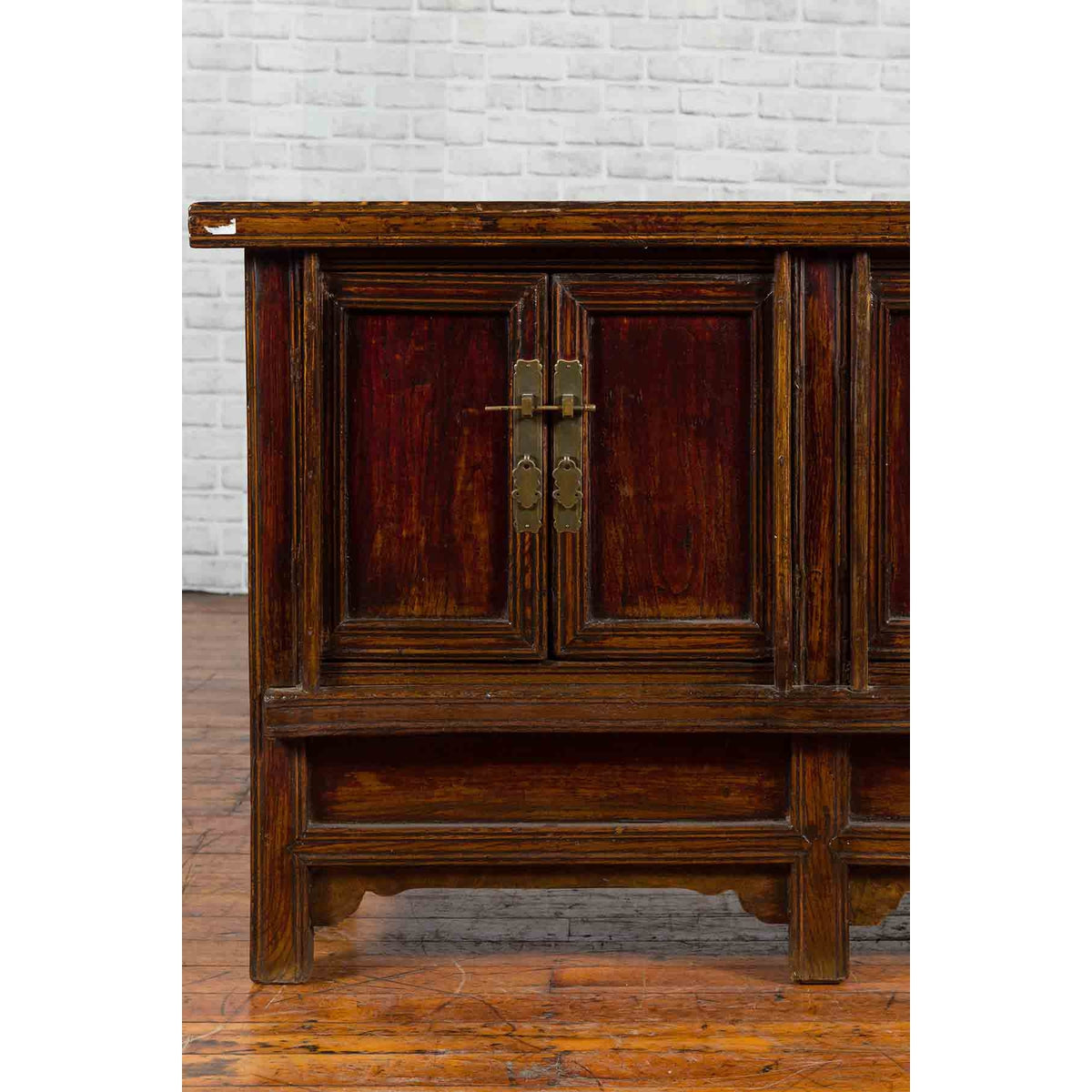 Chinese Qing Dynasty 19th Century Cabinet with Brown Lacquer and Double Doors-9. Asian & Chinese Furniture, Art, Antiques, Vintage Home Décor for sale at FEA Home