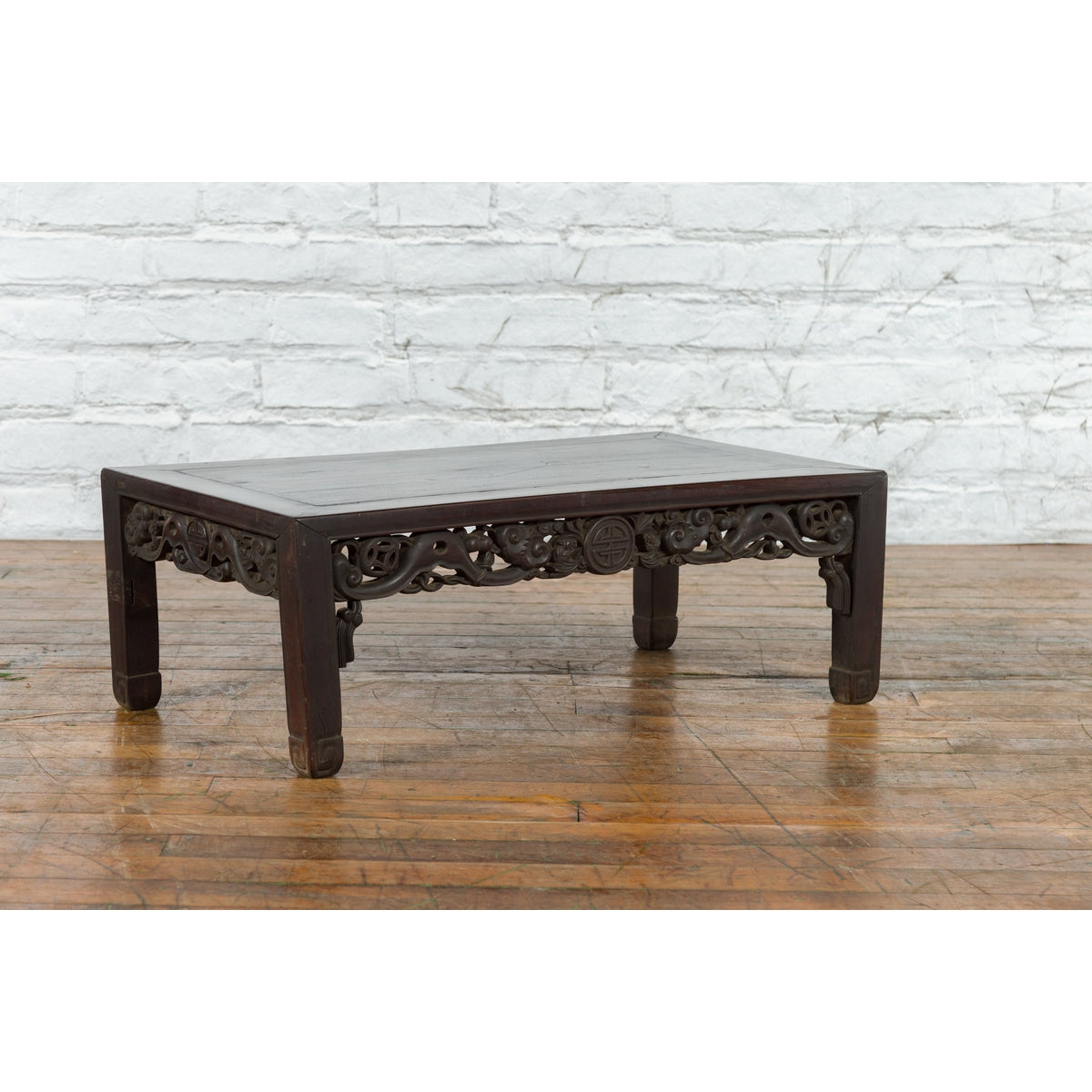 Chinese Qing Dynasty 19th Century Coffee Table with Carved Apron and Dark Patina-10. Asian & Chinese Furniture, Art, Antiques, Vintage Home Décor for sale at FEA Home