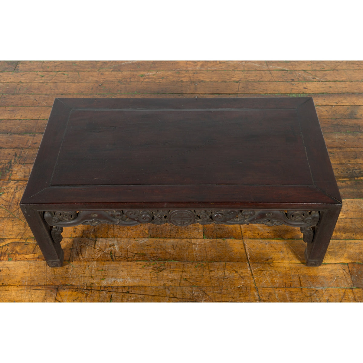 Chinese Qing Dynasty 19th Century Coffee Table with Carved Apron and Dark Patina-9. Asian & Chinese Furniture, Art, Antiques, Vintage Home Décor for sale at FEA Home