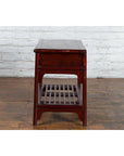 Chinese Vintage Oxblood Lacquer Side Table with Two Drawers and Fretwork Shelf-14. Asian & Chinese Furniture, Art, Antiques, Vintage Home Décor for sale at FEA Home