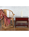 Chinese Vintage Oxblood Lacquer Side Table with Two Drawers and Fretwork Shelf-8. Asian & Chinese Furniture, Art, Antiques, Vintage Home Décor for sale at FEA Home