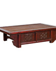 Chinese 19th Century Qing Dynasty Dark Red Lacquer Coffee Table with Rattan Top-1. Asian & Chinese Furniture, Art, Antiques, Vintage Home Décor for sale at FEA Home