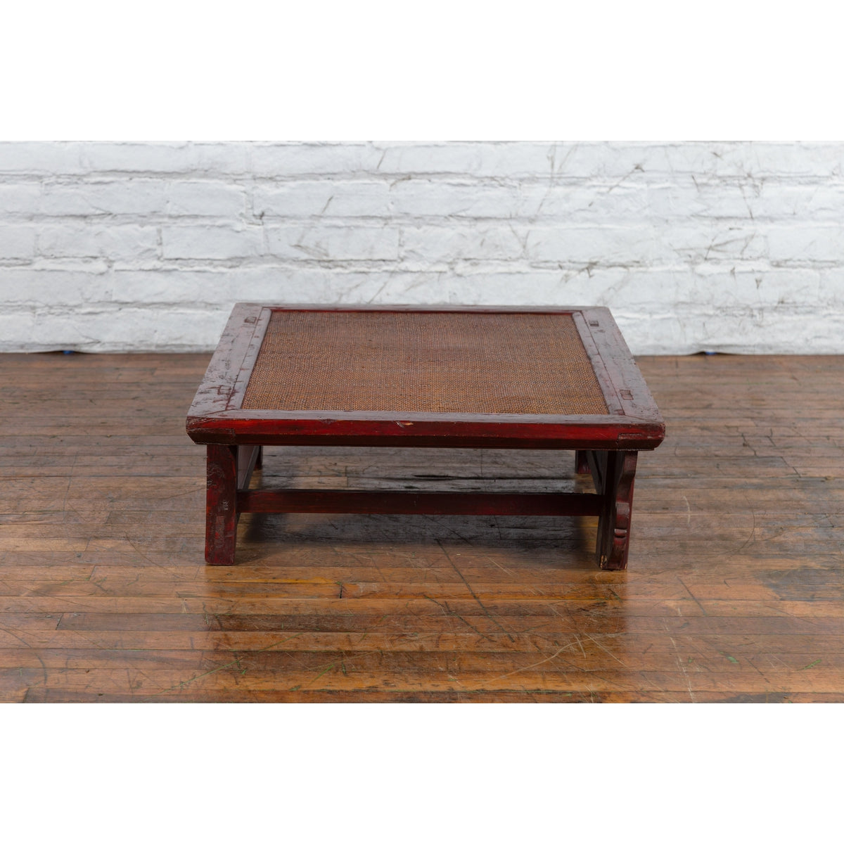 Chinese 19th Century Qing Dynasty Dark Red Lacquer Coffee Table with Rattan Top-13. Asian & Chinese Furniture, Art, Antiques, Vintage Home Décor for sale at FEA Home